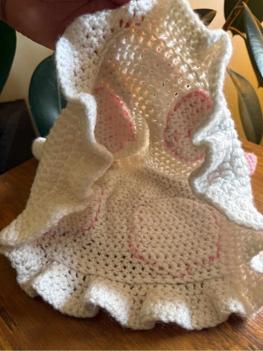 Handmade Crochet Unicorn Hat - Cream with Pink and Mustard Accents
